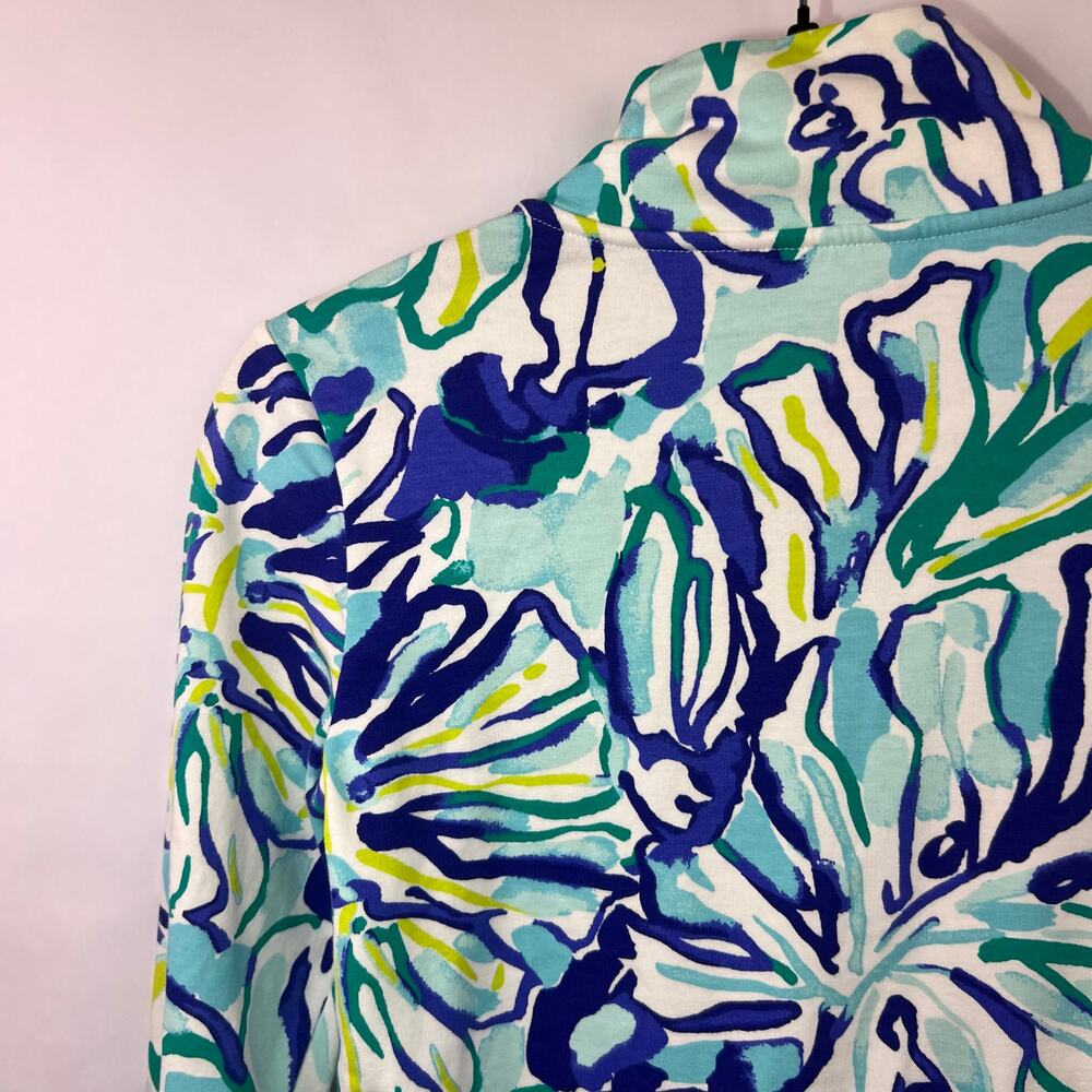 Lilly Pulitzer, Reagan Full-Zip Jacket, Pool Blue Green Stay Cool Cotton Spandex - Picture 10 of 12